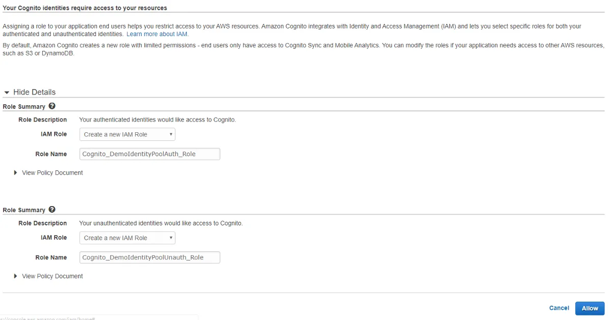Creating new Roles for Identities